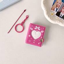Mini 2-Inch Keychain Pendant Photo Album Girl Heart-Shaped Photo Booth Storage Album ID Photo Card Album - Hot Pink - View 7