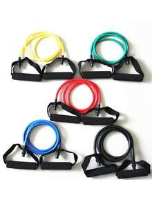 5级阻力带带手柄，力量训练管，瑜伽拉绳，健身房健身弹力带 - 彩色 - 查看 7