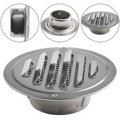 Rejilla de ventilación redonda de acero inoxidable de 70-300mm, herramienta de ventilación de conducto de pared Exterior, cubierta de rejilla de escape, tapa de ventilación de calefacción de refrigeración DDDK