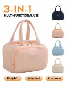 1個可愛保溫午餐袋，時尚雲朵形方型便當盒，柔軟多口袋保冷托特袋，便攜防漏食物攜帶袋，適用於辦公室、學校、野餐和日常戶外用餐，多色可選 - 彩色 - 查看 7