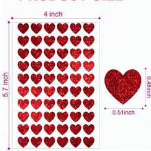 60 Stücke lasergeschnittene Herz Aufkleber Rolle - perfekt für Geschenkverpackung, Belohnungen, Büromaterial, 13mm holografische Herz Aufkleber für Kinder, Studenten, Valentinstag - A - Übersicht 5
