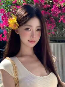 4件套女士沙滩度假芙蓉莲花发夹，采用优质材料制成，饰以黄色和红色花朵，适合固定碎发和刘海，甜美时尚的波西米亚风格，适合日常佩戴、节日庆典、派对、海滩旅行，是送给女孩的绝佳礼物配饰。 - 黃色 - 查看 7