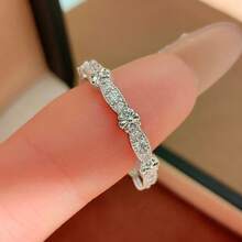 Women's Adjustable Platinum Plated Zirconia Iris Flower Ring, Delicate & Versatile - White Gold - View 2