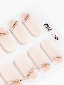 SSemi Cured Gel Nail Strips , Jelly Beige, 16 Pcs Gel Nail Wraps, Stickers, No UV Light Required, Salon Quality, Long Lasting - Apricot - View 6