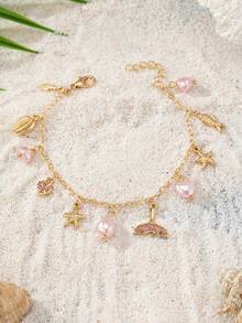 1件贝壳和海星吊坠手链，女士夏季度假风首饰配饰 - 彩色 - 查看 1