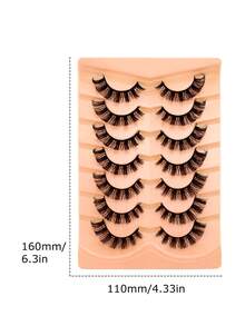 7对俄罗斯卷翘DD浓密假睫毛，自然交叉可重复使用全条假睫毛，化妆条纹假睫毛 - 查看 11
