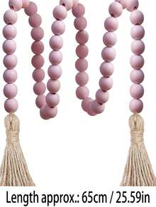 1pc Natural Wood Color Tassel Decor Beaded Rope, Suitable For Home Living Room/Dining Room/Window/Door Decoration, DIY Wall Hanging, Handmade, Best Birthday/Graduation Gift - Multicolor - View 8