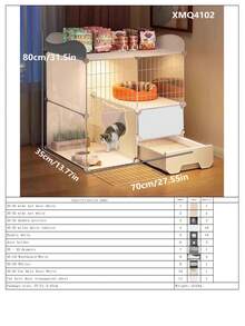 Detachable & Stackable Multi-Layer Cat Cage With Litter Box And Drawer, Kitten Villa - Multicolor - View 13