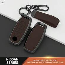 Ốp chìa khóa xe hơi bằng hợp kim kẽm và da chất lượng cao dành cho Nissan X-Trail T33/Kicks/Qashqai J12/Juke/Teana/Altima/Ariya - Vỏ bảo vệ chống trầy xước kèm móc khóa - Nhiều màu - Xem 2