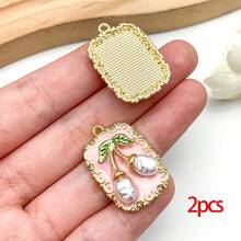 2/5pcs Elegant Cherry Enamel Charms Cute Cherry Necklaces Pendants Earrings Charms For Jewelry Making Bracelets Necklaces Earrings Keychains DIY Crafts - Multicolor - View 7