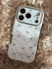 Minimalist Fashion Rhombus Striped Bow Tie Phone Case Suitable For IPhone 17 16 15 14 13 12 11 - Baby Blue - View 3