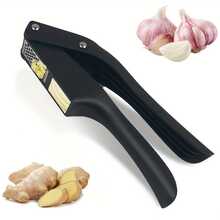 1 Set Garlic Press, Multifunctional 2-In-1 Garlic Slicer, Garlic Mincer, Reusable Garlic Chopper, Kitchen Garlic Mincing Tool, Ginger Juicer, Garlic Press, Kitchen Gadgets, Kitchen Tools - Black - View 3