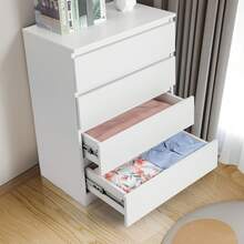 Modern Wood Simple 4-Drawer Dresser White - White - View 4