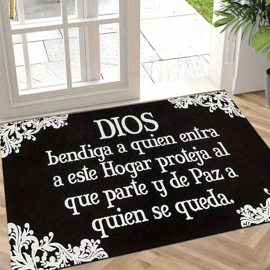 Welcome Mat - Non-Slip, Machine Washable Polyester Doormat With Inspirational Spanish Quote, Perfect For Indoor/Outdoor Use In Living Room, Bedroom, Kitchen, Bathroom, Patio, And Hardwood Floors, Indoor Outdoor Mat | Floral Border Mat | Machine Washable Mat, Rugs For Living Room, Not Only Is Suitable For The Festival Of Non-Slip Floor Mats, But Also As A Housewarming Gift Wedding Gift To Friends And Family As Well As Their Own Home, Rectangular Entrance Carpet For Indoor/Outdoor Use, Non Slip Backing, Bathroom Mat, Interior Decorative Door Mat, Decorative Floor Mat For Porch/Garden/Terrace, Suitable For Homes, Gardens, And Living Spaces, Ideal Gift For Loved Ones, Enhances Entryway, Living Room, Kitchen Decor, Valentines, Christmas Day, Halloween, Thanksgiving Day, Easter Day, Mother's Day, Father's Day, Back To School Season Decorations