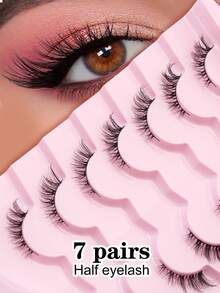 Waloshow 7 Pairs 5-10mm Length Messy Cat Eye Lashes, Cute & Petite, Suitable For Daily Wear, Dates, Vacations, Natural Makeup - Black - View 4
