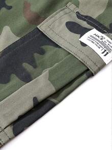 Women's Dark Camouflage Cargo Pants, Multi-Pocket Design With Drawstring Hem, Loose Fit, High Street Style, Pair With Cropped Top And Retro Sneakers For Sporty Look, Suitable For Casual Outings And Fashionable Gatherings Sports - Army Green - View 5