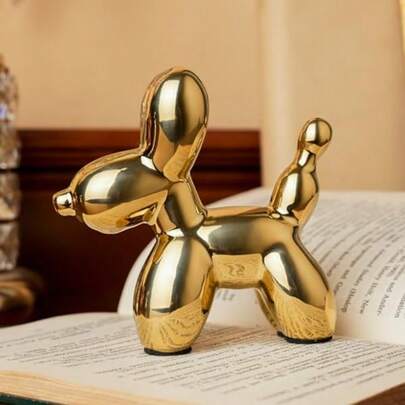 Small Balloon Dog Statue Decor Modern Ceramic Animal Statues Decorative Ornaments For Living Room Bedroom Bookshelf Coffe Table And Office Display Gold