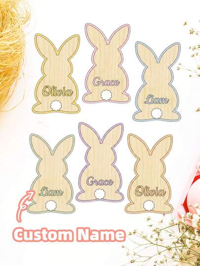 1-50pcs Custom Stickers, Personalized Name Labels, Custom Easter Bunny Labels, Personalized Easter Stickers, Custom Name Easter Stickers, Perfect For Easter Decorations, Envelopes, Gift Boxes, Packaging, High-Quality, Cute, Decorative, Durable, Stylish, Ideal Gift For Son, Daughter, Classmates, Family, Friends, Great For Easter Celebrations, Holiday Parties