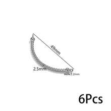 6 Pcs Stainless Steel Double Hole Arc Stick Texture Charm Bracelet Necklace DIY Connector Jewelry Making Material Supplies Crafts - Connector - View 9