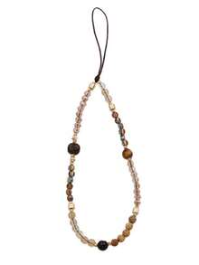 Jade Element 1pc Merlaid Style Natural Stone Beaded Phone Lanyard, Original Creative Hanging Decor, Fashionable & Elegant Phone Pendant, Vintage Chic & Practical Accessory Spring Gift - Multicolor - View 2