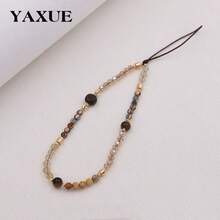 Jade Element 1pc Merlaid Style Natural Stone Beaded Phone Lanyard, Original Creative Hanging Decor, Fashionable & Elegant Phone Pendant, Vintage Chic & Practical Accessory Spring Gift - Multicolor - View 3