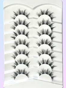 7 Pairs High Quality Soft Natural 8D Fluffy Transparent Band Cluster Eyelashes 10-20mm Wispy Eyelash Extension, D-Curl, Eyelash Extension DIY, Black Segmented False Eyelashes - Black - View 1