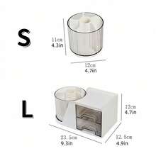 1 Set Rotating Pen Holder, Office Desk Organizer With 2 Small Drawers, Large Capacity Pen Holder, Desktop Storage Rack, Student Pen Holder Storage Box, Desktop Display Box, Dorm Storage, Stationery Storage, Back To School Supplies - View 10
