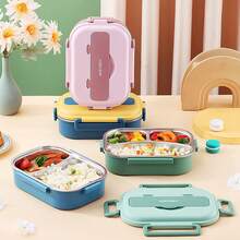 1500ML 304 Stainless Steel Lunch Box With Cutlery & Soup Bowls, 4/5-Compartments Microwave Heatable Bento Box, Leak Proof Fruit Salad Food Container, Reusable Lunch Container, Hot Water Heating, Suitable For Students & Adults To Use In School, Office, Camping, Travel, Picnic, Back To School - Multicolor - View 4