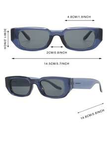 1 Pair Men's Transparent Blue Oval PC Frame Retro Wide Leg Rivet Personalized Street Style Vacation Fashion Glasses - Transparent Blue - View 4
