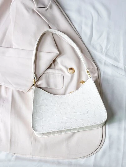 Girl's Fashion Minimalist Underarm Baguette Bag