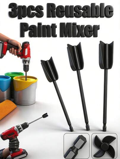 3pcs Reusable Paint Mixer Epoxy Resin Mixer Attachment, Small Mixer Paint And Resin Mixer Paddle, Durable Non-Stick Easy To Clean Design, Comfortable Grip. Achieves Efficient And Smooth Mixing, Suitable For Mixing Epoxy Resin, Pigments, Ceramic Glaze