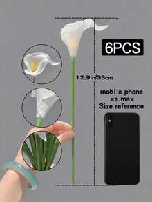 Bộ 12/6/1 bông hoa loa kèn trắng nhân tạo 33cm, làm từ chất liệu PU, thích hợp trang trí nhà cửa, đám cưới, trong nhà/ngoài trời, sân vườn, tiệc tùng, phong cách Boho. - Màu trắng sữa - Xem 11