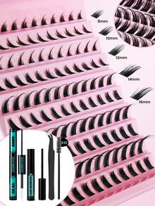 Waterproof Long-Lasting Eyelash Glue DIY Eyelash Extension Kit, Strong Fixing For Cluster & Individual Lashes, Non-Smudge & Non-Clumping, Suitable For Beginners - Multicolor - View 1
