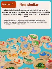 多彩彩虹木制恐龙配对记忆游戏，蒙特梭利益智玩具，适合幼儿、儿童、婴儿、学前班、旅行、生日、圣诞节、返校季，锻炼精细动作技能、专注力、手眼协调能力 - 彩色 - 查看 8