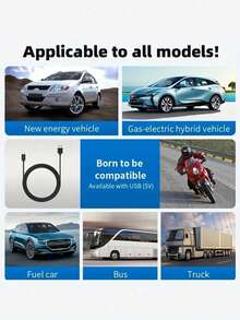 5V高清HUD车载抬头显示器，ABS材质，通用驾驶员位置，USB供电，有线连接，公里/小时/英里/小时可切换，超速报警，无需电池 - A - 查看 6