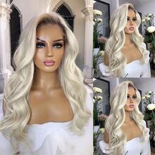 渐变挑染奶油金棕色带深色发根，波浪卷巴西雷米真人发假发，深色发根，180%密度，预漂白预拔毛，13x4x1蕾丝分缝假发，真人发无胶高清透明蕾丝前额假发，女性角色扮演假发，中分假发 - SBeige - 查看 5