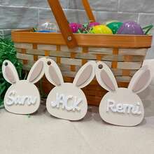 Personalized Easter Beige Bunny Basket Tags, Easter Bunny Tags, Personalized Bunny Ears Name Tags, Custom Holiday Pendant Decorative Nameplates, Beige Bunny Hanging Ornaments, Acrylic Easter Bunny Decorations - Multicolor - View 11