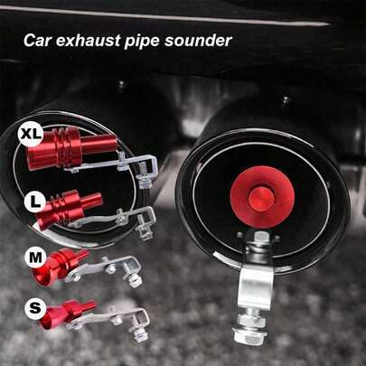 1 件汽车涡轮口哨排气管消声器，适合发动机排量 1-1.6L，红色可选，尺寸 S/M/L/XL；1 件汽车涡轮口哨排气管消声器，适合发动机排量 1.6-2.0L