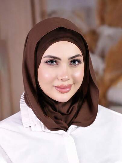 1pc Women's Solid Color Balaclava Ski Mask Neck Warmer Elastic Headband Turban, Breathable Comfortable Stretchy Wide-Brim Sweat-Absorbent Multifunctional Sports Headwear, Minimalist Fashion Scarf, Hood And Matching Headband In One