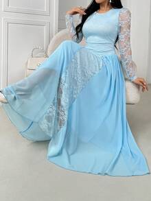 Chaleco casual de mujer con cuello de halter a rayas, para verano - Celeste - Ver 2