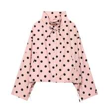 HZXVIC Chaqueta de manga larga de uso diario versátil y casual con estampado de lunares de un solo botonadura para mujer, color rosa, para primavera - Rosa - Ver 9