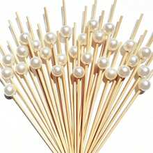 100pcs Deluxe Fruit Picks - Decorative & For Weddings, Parties & More - Cake, Dessert, Cocktail Sticks, Buffet & Cupcake Skewers - Easy Disposable, Premium Quality, Unusual Items, Kitchen Decor, Table Decor, For Party Appetizer Supplies Decorative, Birthday Wedding Christmas Ice Theme Party Decoration SuppliesSchool Supplies, Back To School - White - View 1