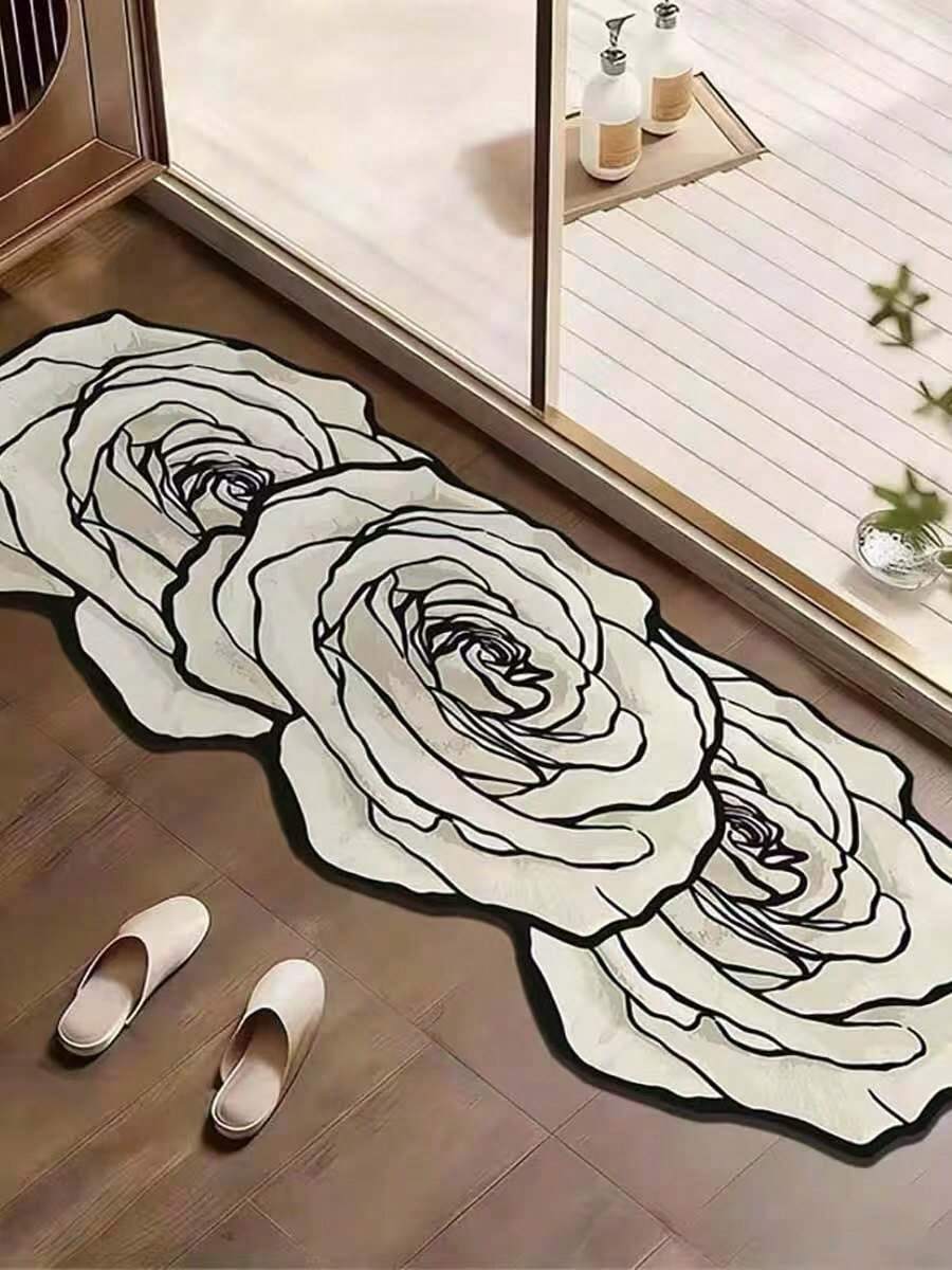 1pc Soft Foam 3 Rose Bathroom Mat, Bathroom Rug, Door Mat, Small Rug, Carpet, Floor Mat, Home Decor, Area Small Rug, Outdoor Mat, Home Decor, Area Rug, Bedroom Rug, Washable Carpet