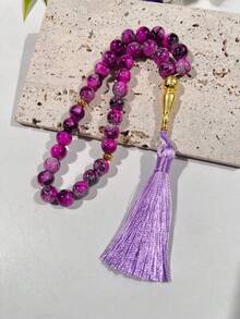 33pcs Glass Prayer Beads, Islamic Worship Rosary Handheld Accessory, 10mm Large Flower Beads For Muslim - Multicolor - View 7