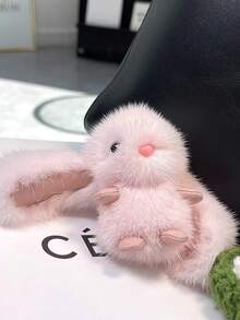 1个毛绒可爱兔子玩偶，仿貂绒面料，可用作钥匙扣、包包挂饰、配饰、生日礼物、家居装饰，兔子主题商品 - 彩色 - 查看 14