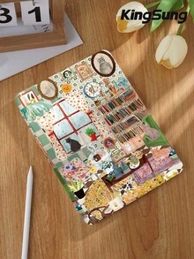 Kingsung Cute Corner Animal Pattern Tablet Protective Case, Suitable For 9.7/10.2/10.5/10.9/12.9 Inch Pro, 10th Gen , Galaxy Tab S6 Lite 10.4 Inch, Kindle Paperwhite 12th Gen 2024 And Kindle (11th Generation) 2022, Soft Shock-Proof Protection, Support Smart Sleep/Wake Function - Multicolor - View 3