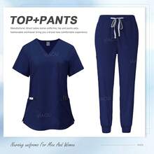 Nurse Uniform Hospital Accessories Surgical Dental Veterinary Work Wear Medical Nursing Healthcare Pharmacy Scrub Suit - 42109 - Xanh hải quân - Xem 2