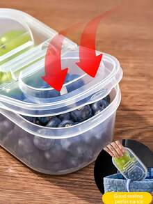 1 pieza Recipiente de almacenamiento de alimentos hermético de doble capa con tapa, organizador de cocina multifuncional de plástico para refrigerador - Multicolor - Ver 7