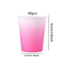 10/20/40/60 buah Gelas Kertas Sekali Pakai Warna Pastel Gradien, Gaya Minimalis Lembut, Cocok untuk Brunch Paskah, Piknik Musim Semi, Pernikahan, Minum Teh Sore untuk Anak Perempuan, Penggunaan Sehari-hari, Perlengkapan Pesta - Merah Mawar - View 8