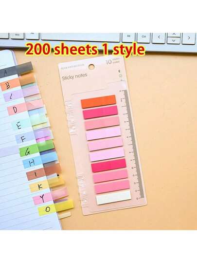 1 Pack Of 200 Sheets PET Sticky Notes & Index Tabs, Plastic Transparent Writable Memo Pad Label For Student And Office Supplies, Category Separation, Free Shipping. Back To School